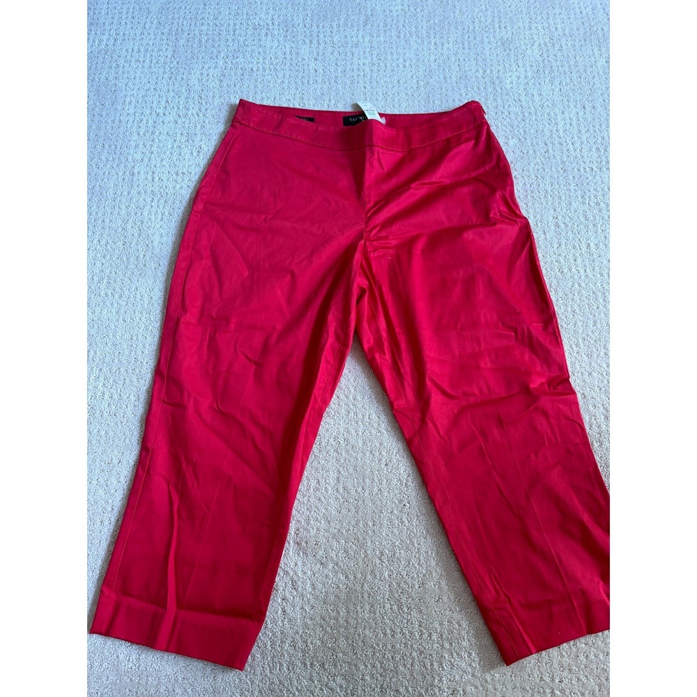 Talbots Petites Curvy Crop Pants Red Size 14P‎ NWT Cotton Blend Side Zip